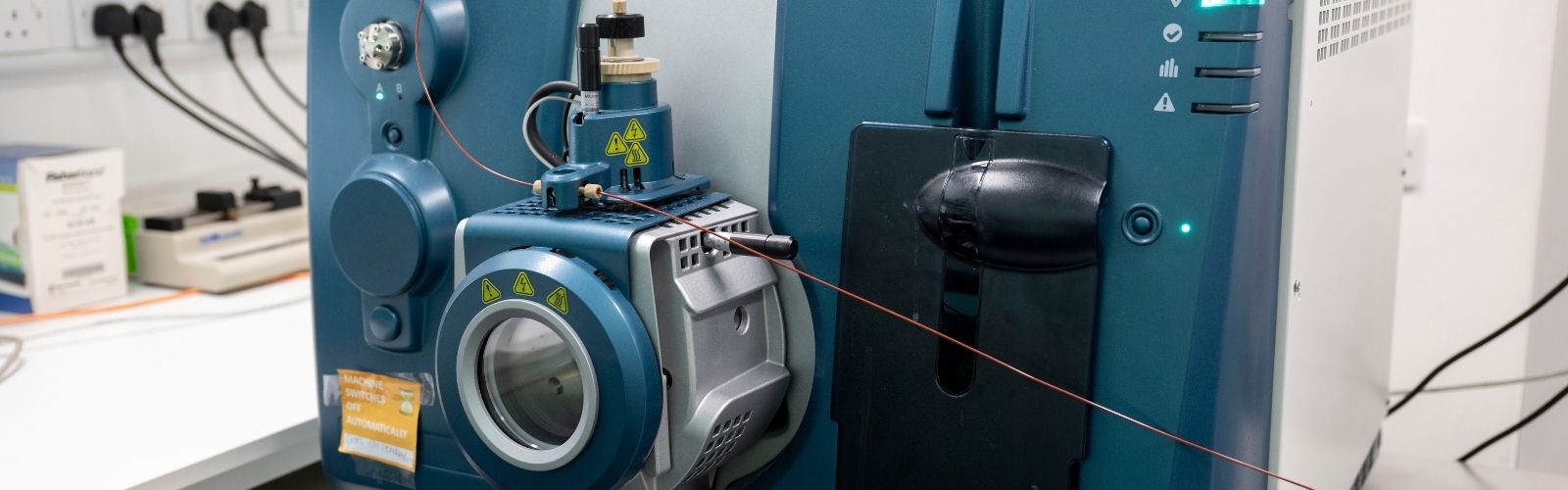 An image of a blue mass spectrometer